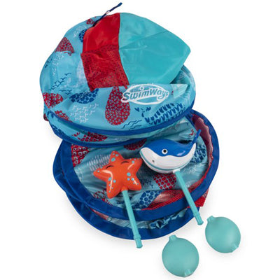 SwimWays Baby Spring Inflatable Round Pool Float w/Protective Canopy, Blue Whale