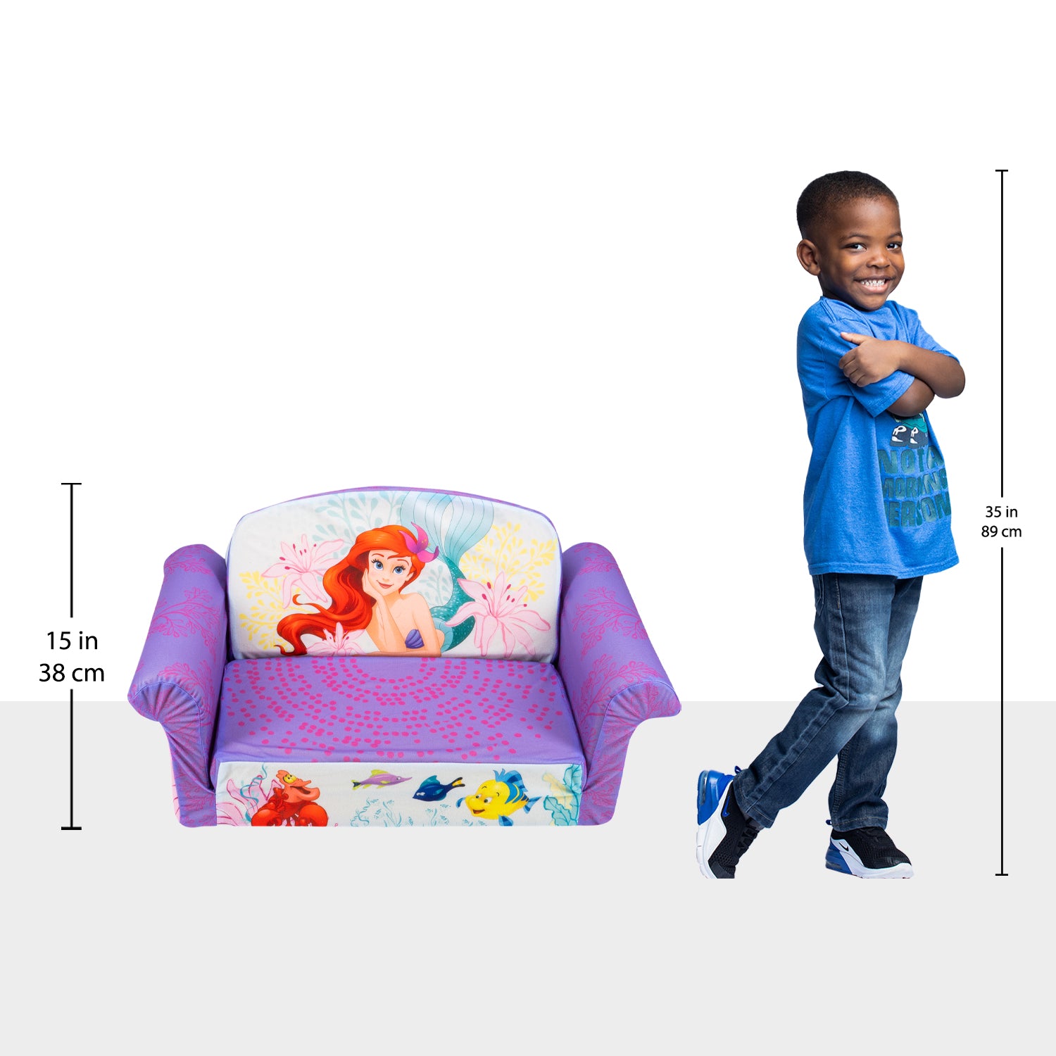 Marshmallow Furniture 2-in-1 Flip Couch Bed Furniture, The Little Mermaid (Used)
