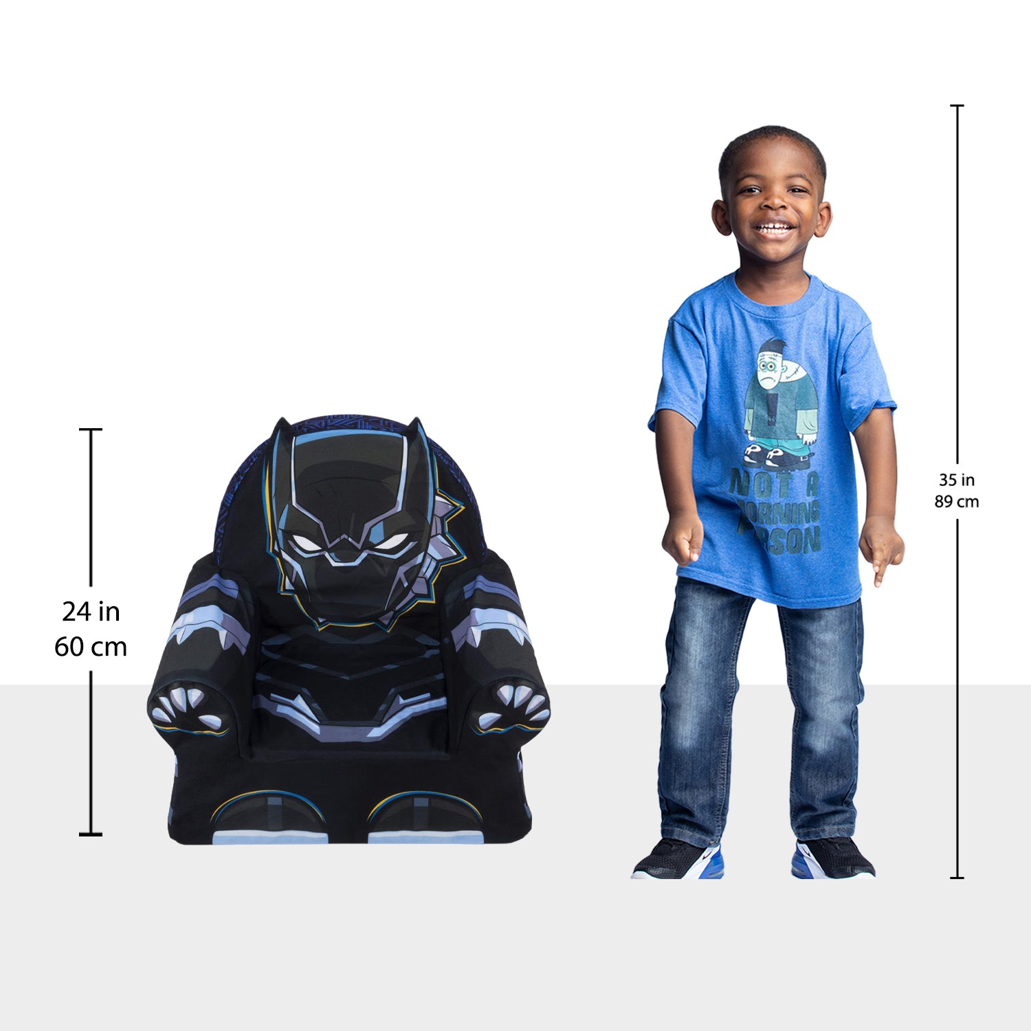 Marshmallow Furniture Children's Foam Cushion Chair Lounger Black Panther (Used)