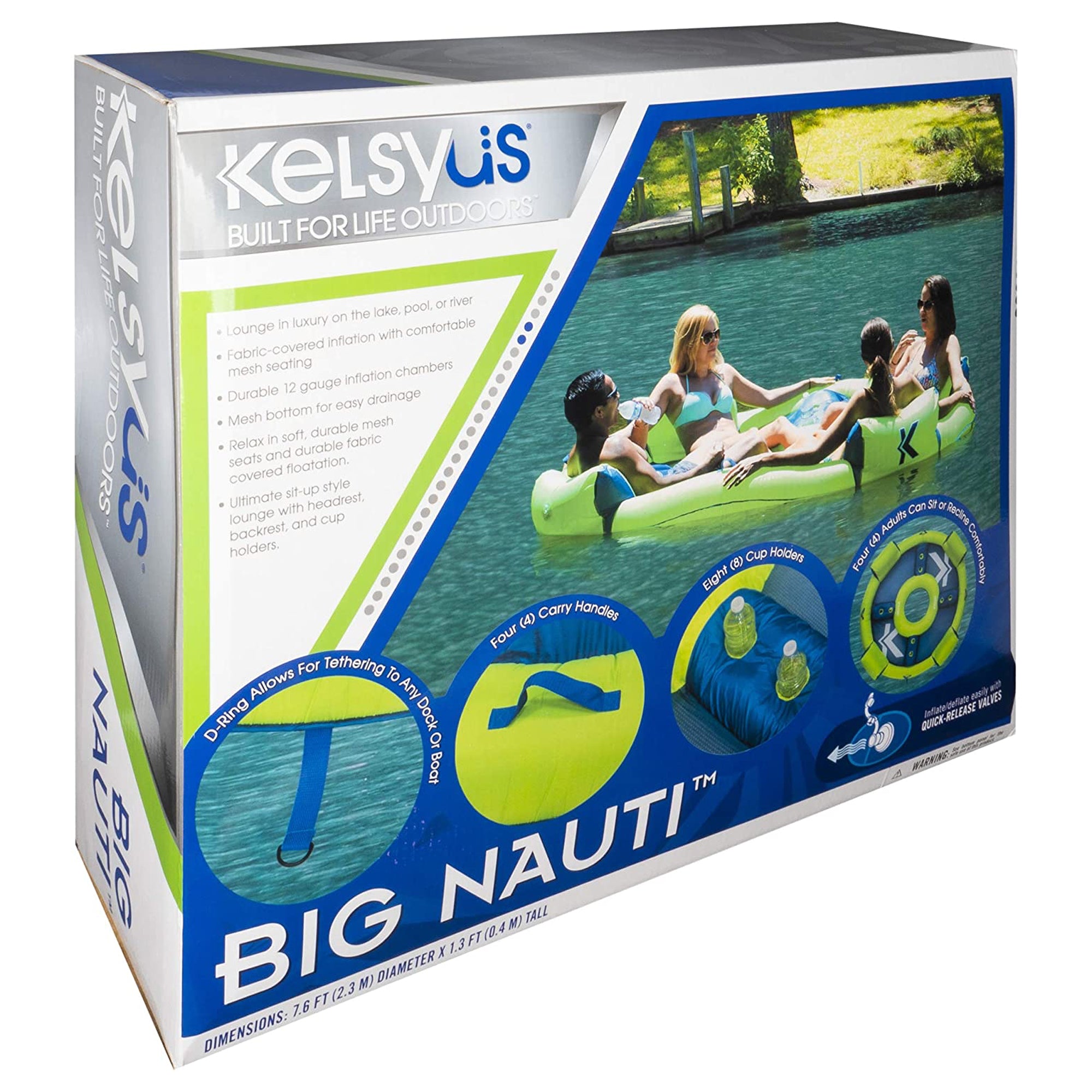 SwimWays Kelsyus Big Inflatable Nauti Elite Tube Pool Floating Raft (Open Box)