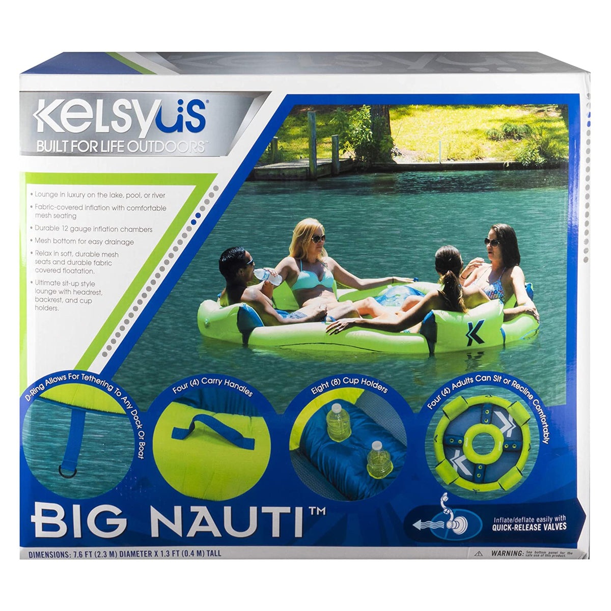 SwimWays Kelsyus Big Inflatable Nauti Elite Tube Pool Floating Raft (Open Box)