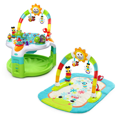 Bright Starts 2-in-1 Laugh & Lights Activity Gym & Saucer Bounce Chair w/ Toys