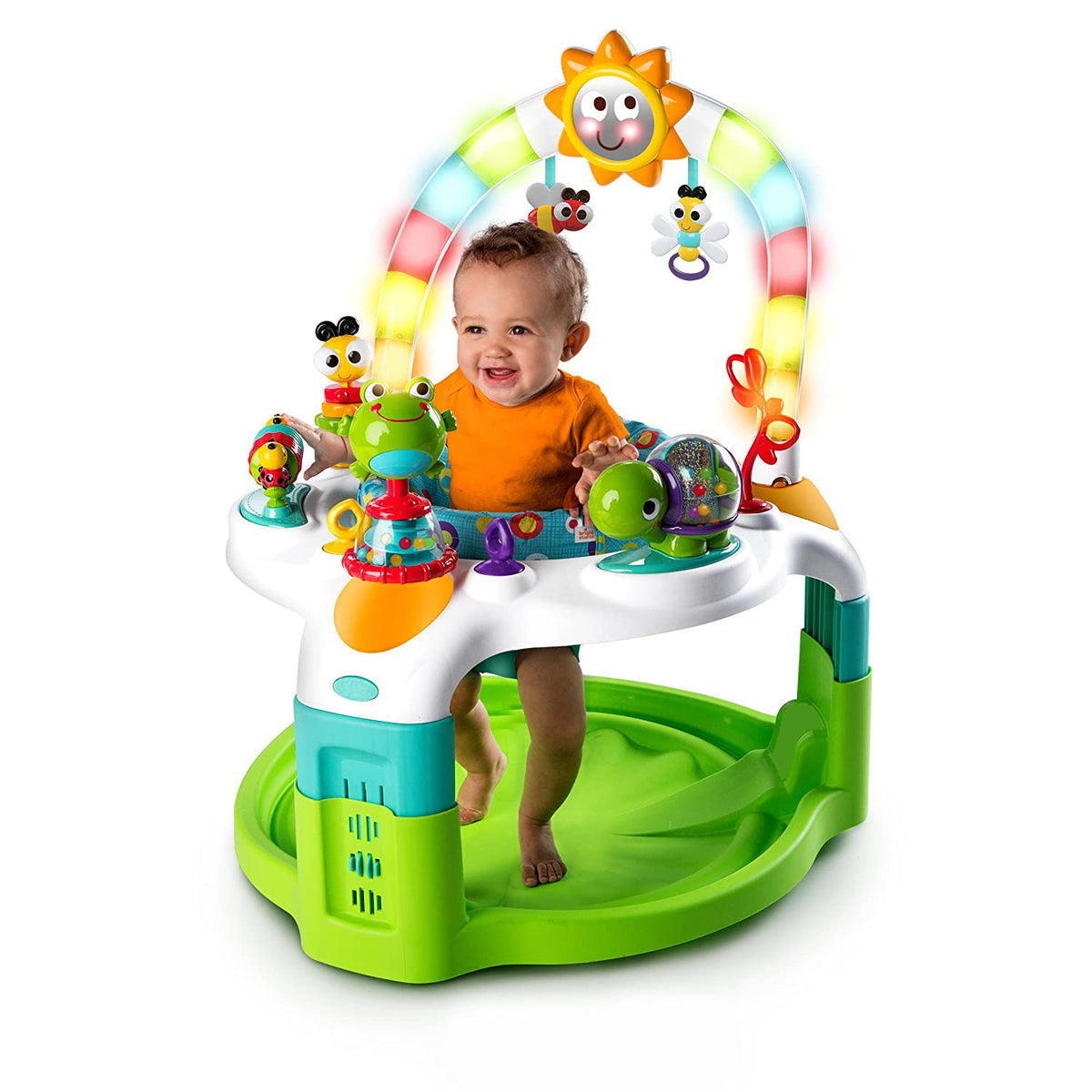 Bright Starts 2-in-1 Laugh & Lights Activity Gym & Saucer Bounce Chair w/ Toys - VMInnovations