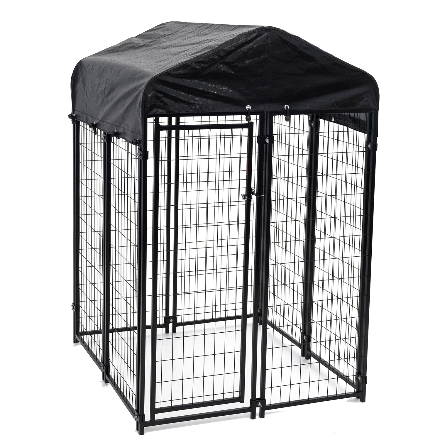 Lucky Dog 4' x 4' x 6' Uptown Welded Wire Outdoor Dog Kennel w/ Waterproof Cover - VMInnovations