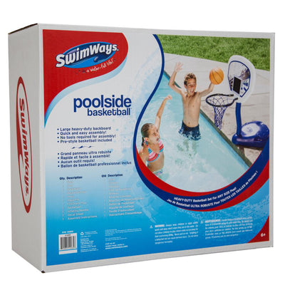 SwimWays Poolside Basketball Hoop & Ball Inground Swimming Pool Water Game Set