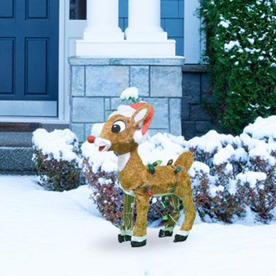 ProductWorks 24 In Rudolph & 32 In Bumble Snowman and Holiday Tree Pre Lit Decor