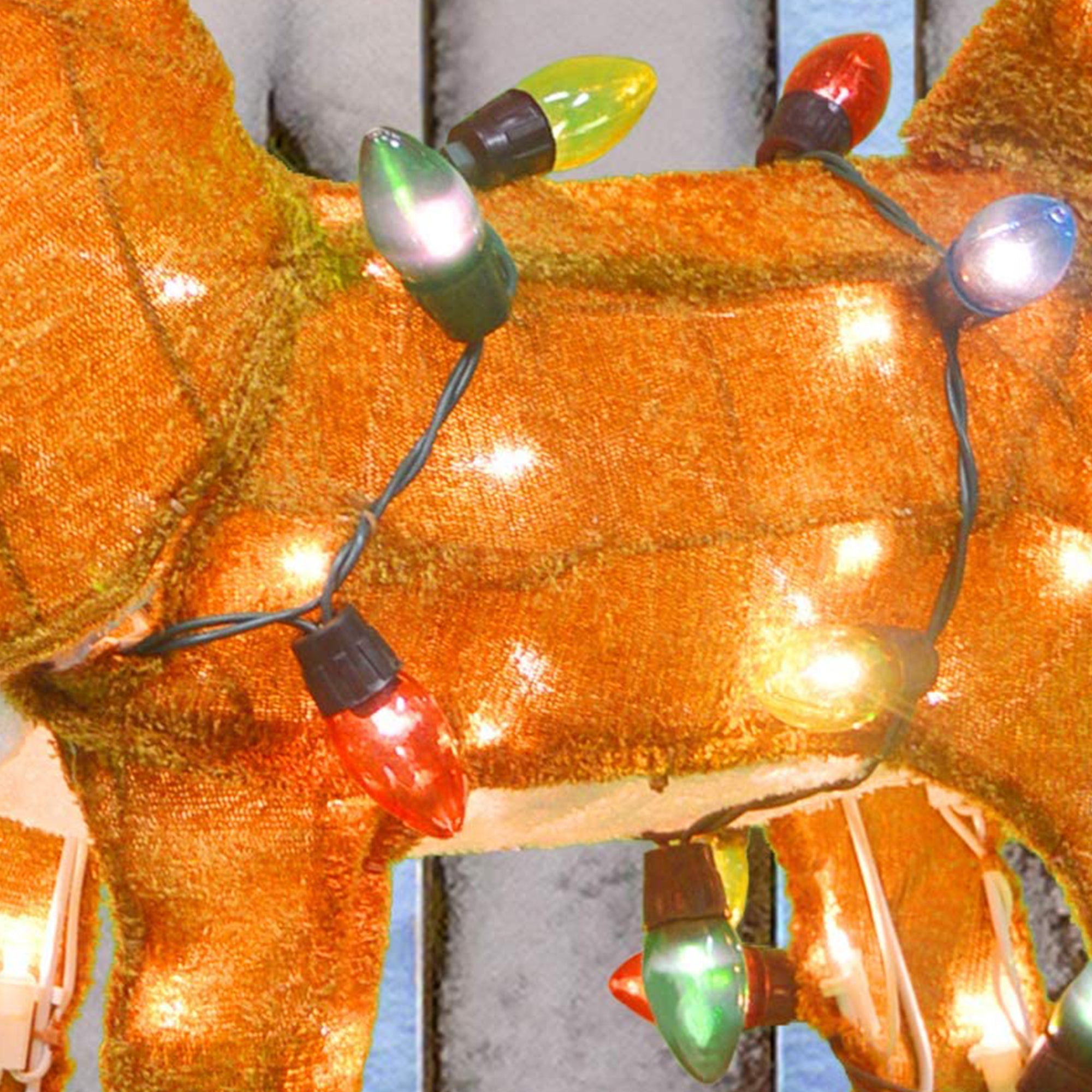 ProductWorks 24 Inch Rudolph with Santa Hat 3D Pre Lit Holiday Yard Decoration