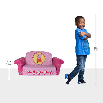 Marshmallow Furniture Children's 2 in 1 Flip Open Foam Kids Sofa, Peppa Pig