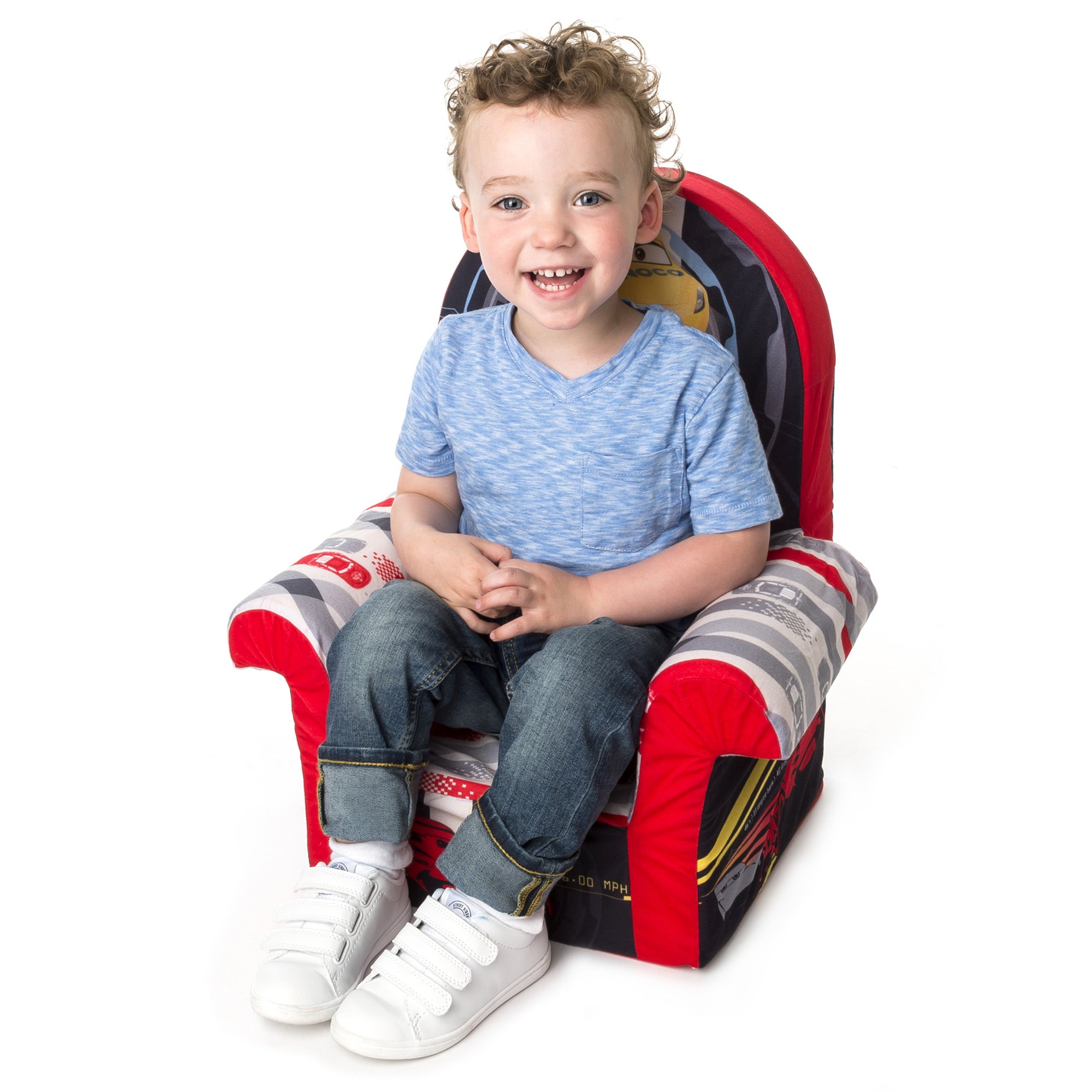 Marshmallow Furniture Comfy Foam Toddler Couch & Chair Package, Disney Cars 3