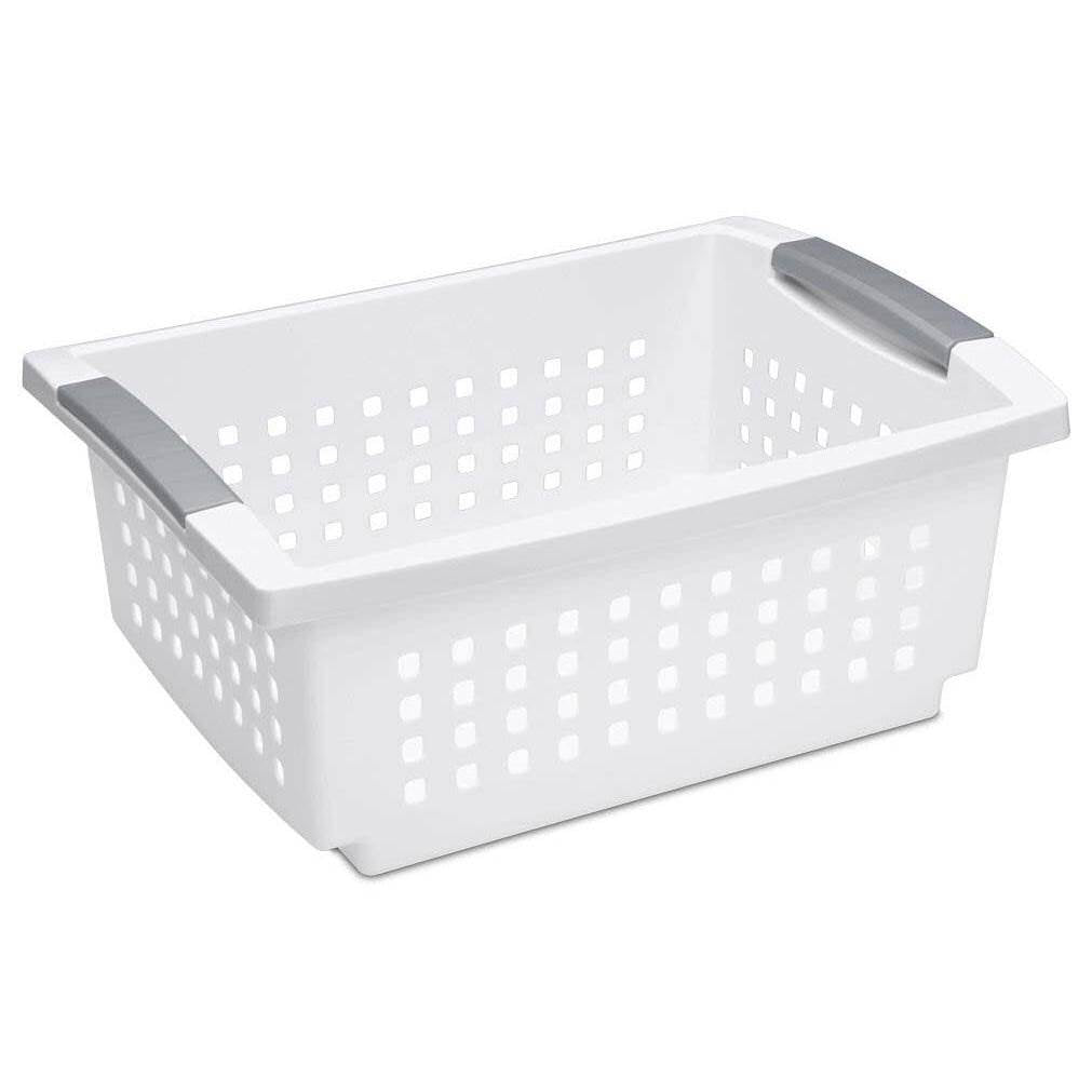 Sterilite Medium Sized White Stackable Storage & Organization Basket (Open Box)