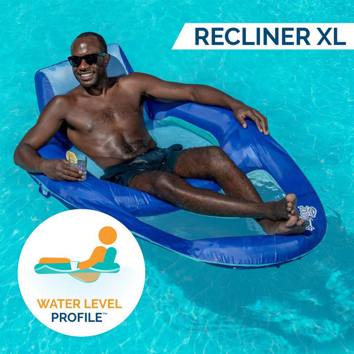 SwimWays Spring Float Recliner XL Inflatable Swimming Pool Float Lounger, Blue - VMInnovations