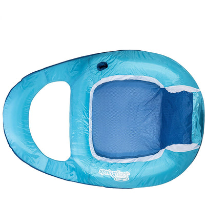 SwimWays Spring Float Inflatable Recliner Pool Lounger, Light/Dark Blue (2 Pack)