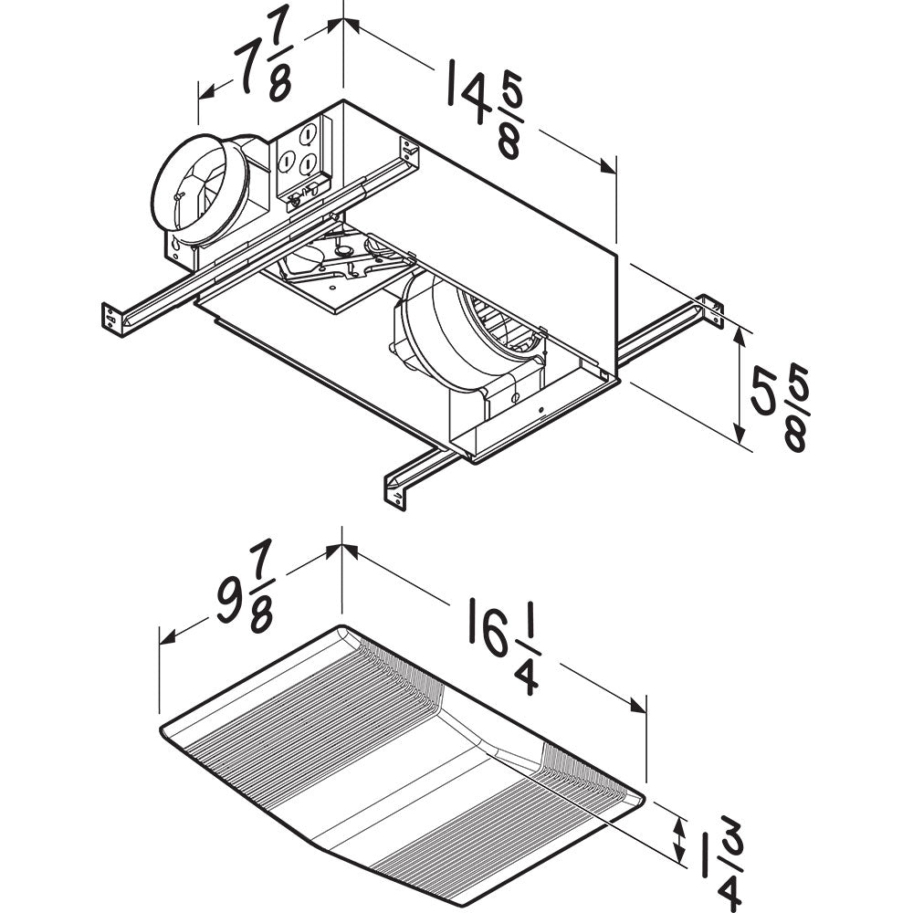 Broan Bathroom Bath Ceiling Exhaust Fan Vent Heater and Light, White (Open Box)
