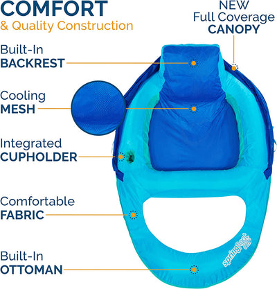 SwimWays Spring Float Recliner with Canopy Water Summertime Lounge Seat (3 Pack)