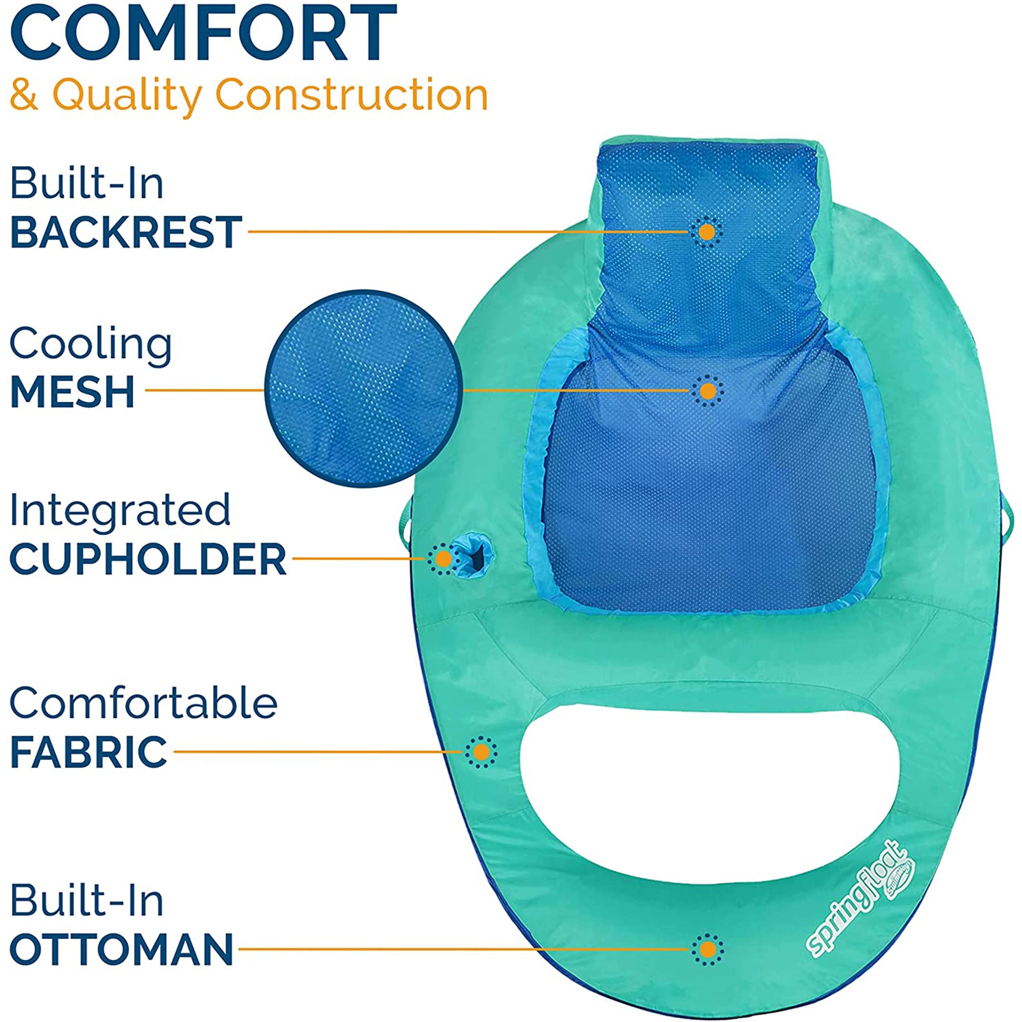 SwimWays Inflatable Twist & Fold Recliner Pool Float w/ Cup Holder (Open Box)