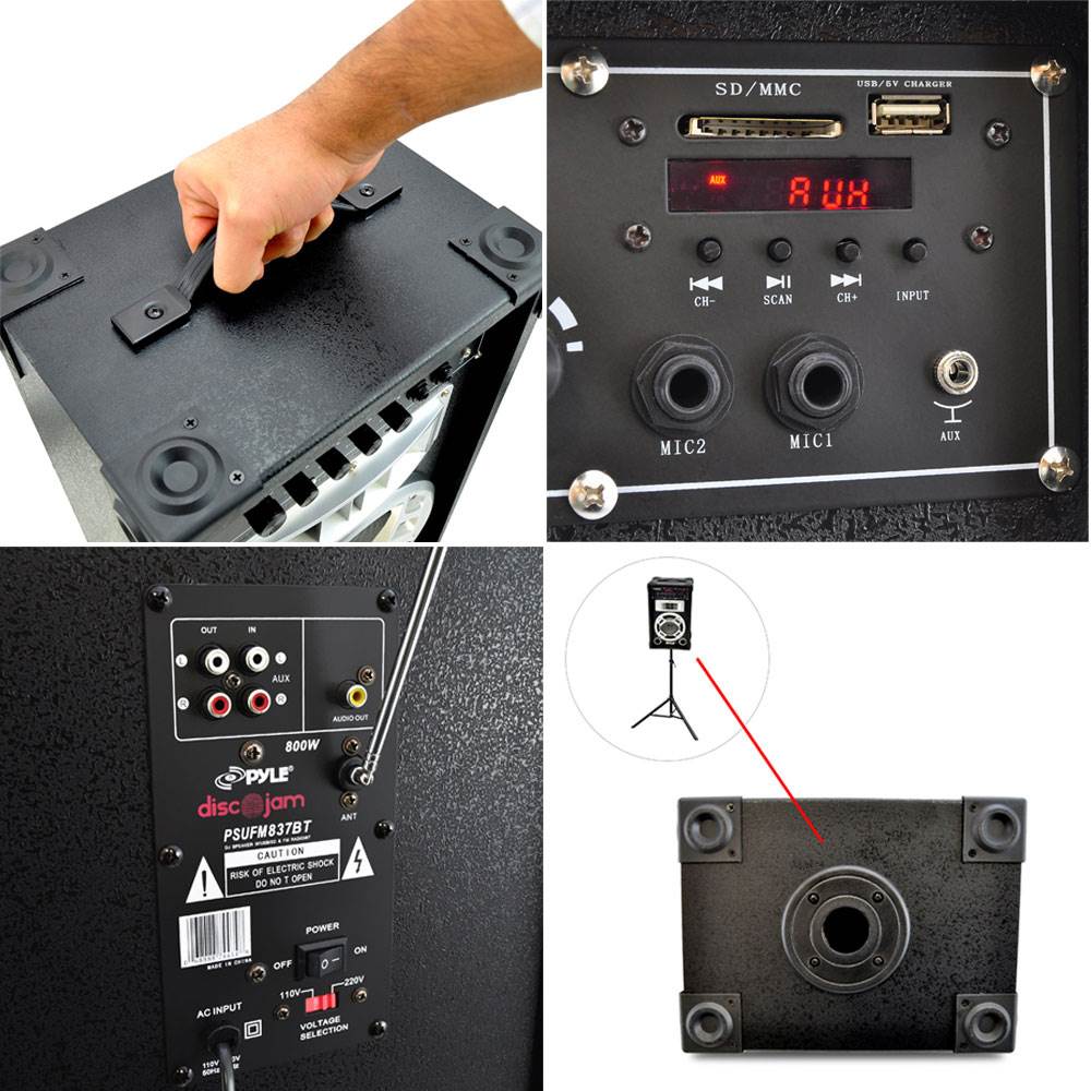 NEW Pyle PSUFM837BT 8" Bluetooth PA USB/SD/FM/AUX Dual Karaoke DJ Speaker System