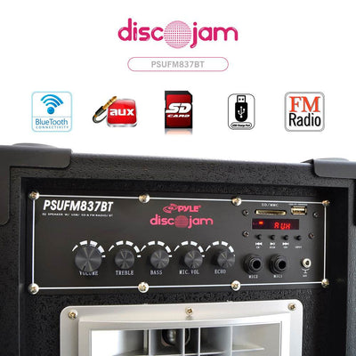 NEW Pyle PSUFM837BT 8" Bluetooth PA USB/SD/FM/AUX Dual Karaoke DJ Speaker System