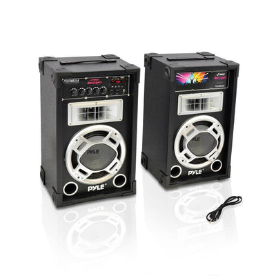 NEW Pyle PSUFM835A 800 Watt 2 Way 8" FM USB AUX Dual Disco Speaker System Pair