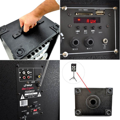 NEW Pyle PSUFM835A 800 Watt 2 Way 8" FM USB AUX Dual Disco Speaker System Pair