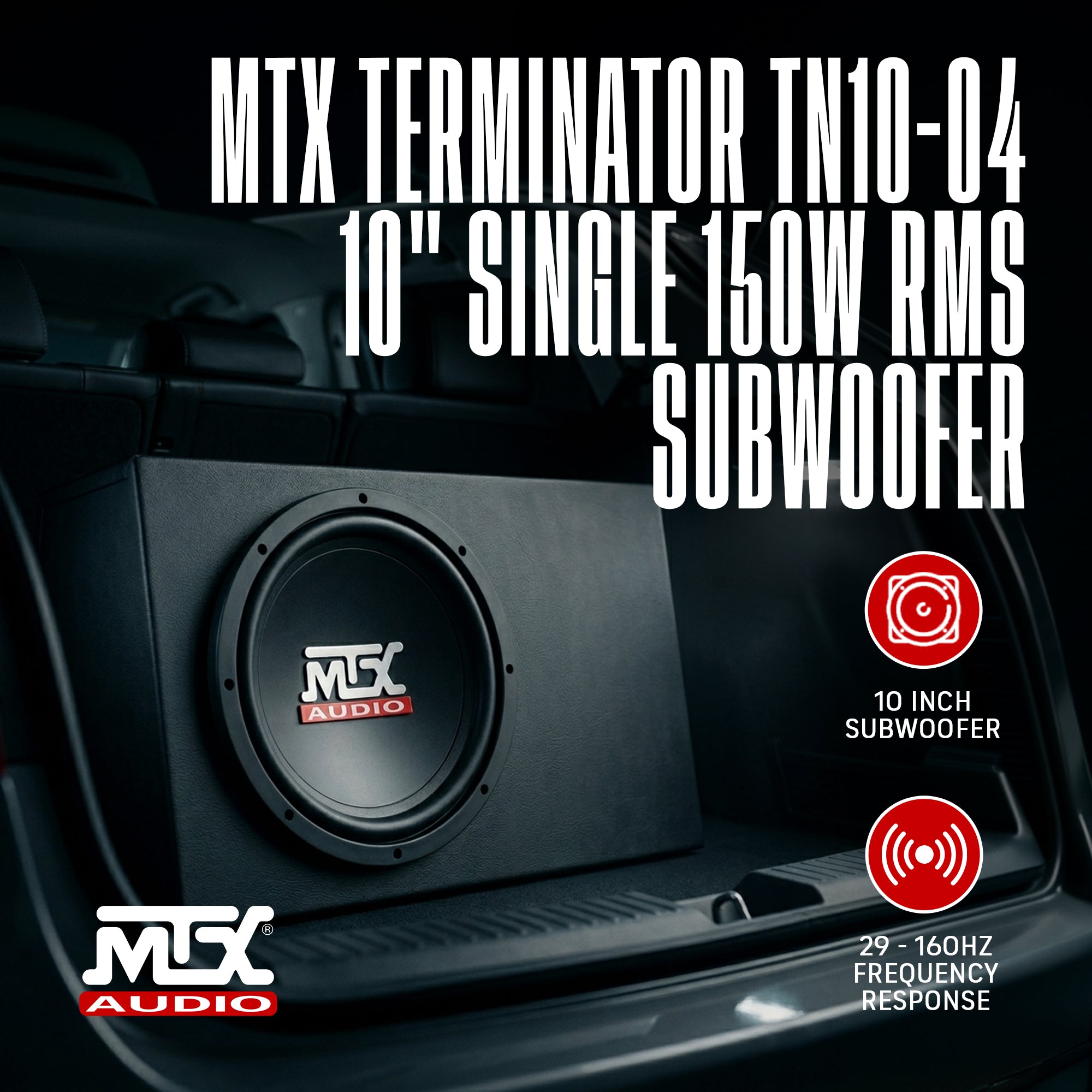Mtx Audio 10" 300W 84.9 dB 4 OHM Single Coil Car Subwoofer TN10-04 (Open Box)