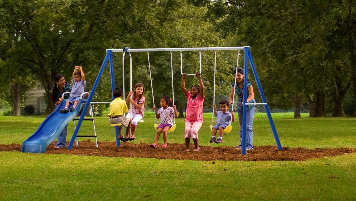 Flexible Flyer Swing Free Swing Set with Trapeze, Slide, & Air-Glider | 41317T