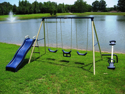 Flexible Flyer Triple Fun II Swing Set w/ Slide, Swings, & Teeter-Totter 42565T