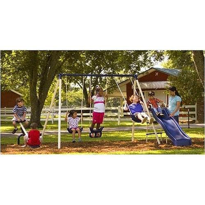 Flexible Flyer Triple Fun II Swing Set w/ Slide, Swings, & Teeter-Totter 42565T