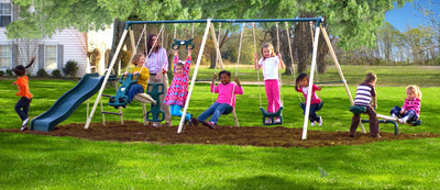 Flexible Flyer Big Adventure Swing Set w/ Slide, Glider, Trapeze & Teeter-Totter