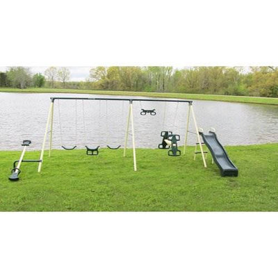Flexible Flyer Big Adventure Swing Set w/ Slide, Glider, Trapeze & Teeter-Totter