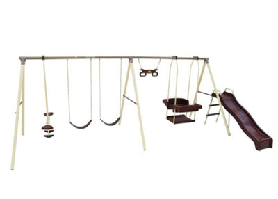 Flexible Flyer Play Park Swing Set w/ Slide, Swings, Air-Glider, & Lawn Swing