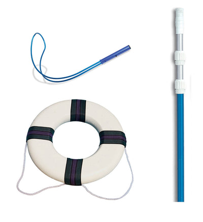 Swimline Hydrotools 89900 Pool Emergency Safety Hook w/ 5-15' Pole + Life Ring