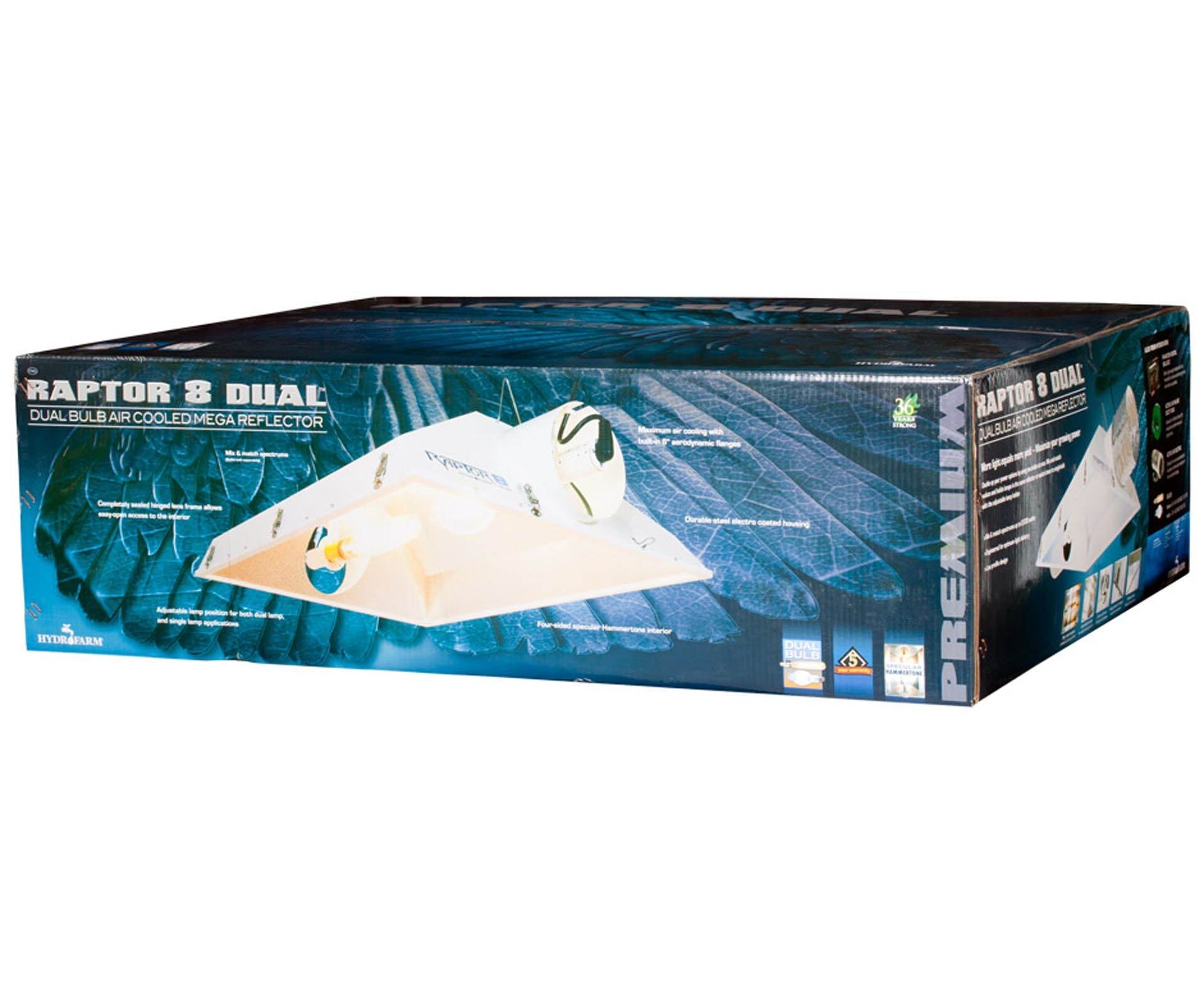 Hydrofarm Raptor 8" Air Cooled GrowLight Reflector Hood w/ Dual Lamps (Open Box)