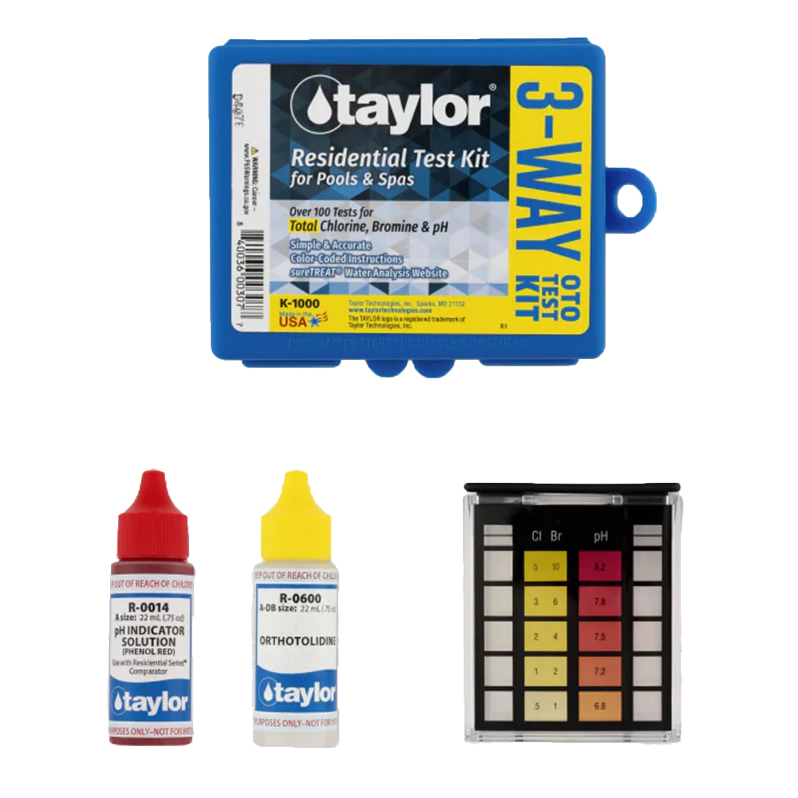 Taylor K-1000 Basic Residential OT DPD Swimming Pool & Spa Test Kit 3-Way K1000 - VMInnovations