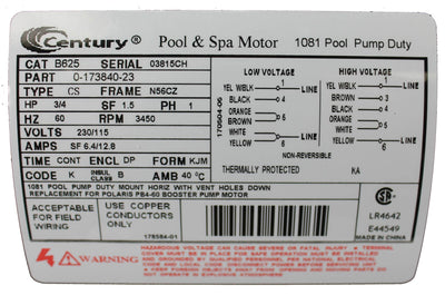 A.O. Smith Century B625 3/4HP 115/230V PB460 Booster Pump Motor (Open Box)