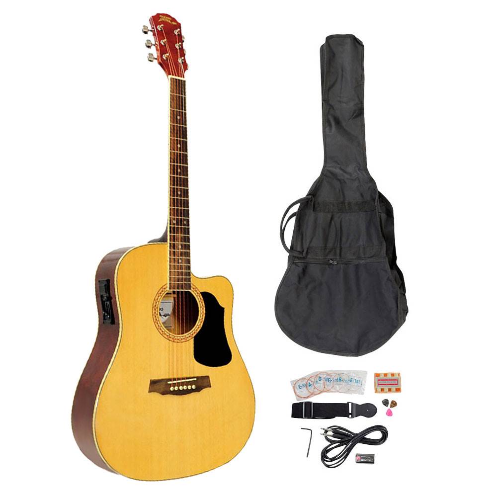 Pyle 41" Acoustic Electric Guitar Starter Beginner Package + Accessories + Stand