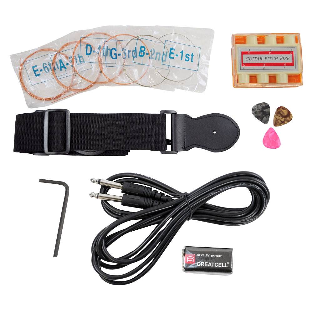 Pyle 41" Acoustic Electric Guitar Starter Beginner Package + Accessories + Stand