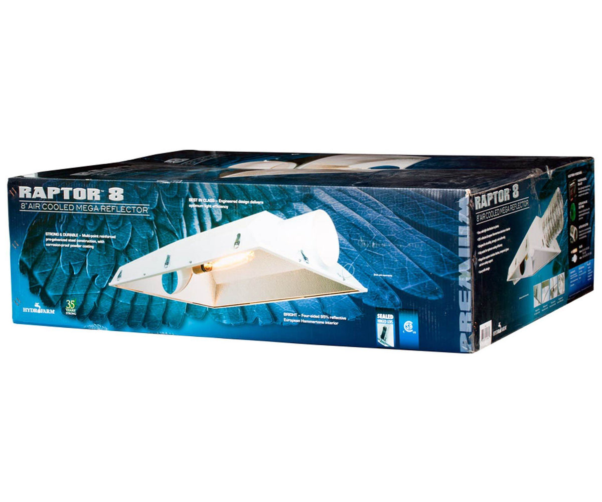 (4) Hydrofarm Raptor 8" Air Cooled Grow Light Fixture Reflector Hoods | RP8AC