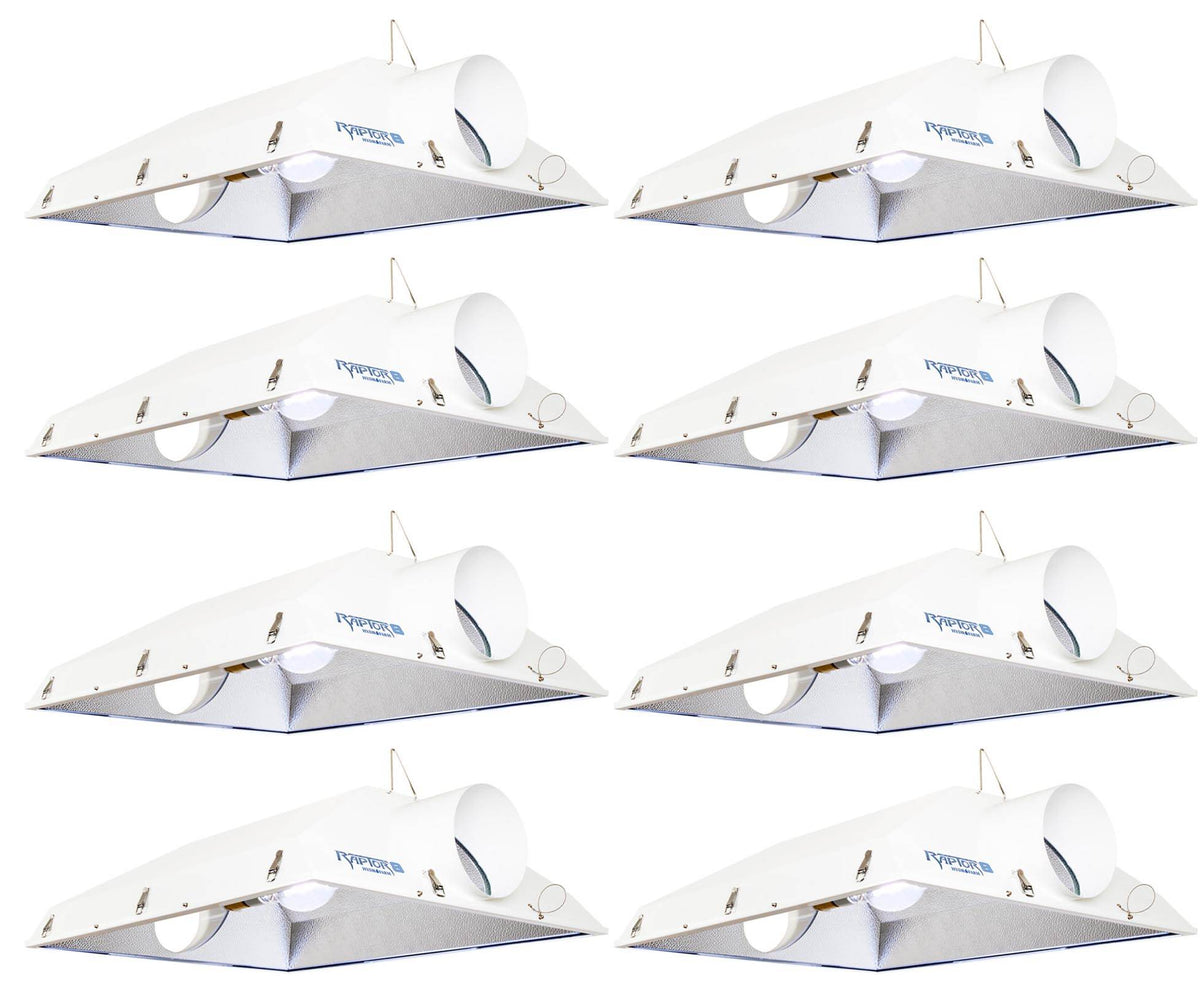 (8) Hydrofarm Raptor 8" Air Cooled Grow Light Fixture Reflector Hoods | RP8AC