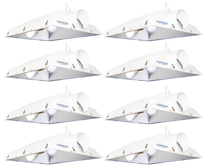 (8) Hydrofarm Raptor 8" Air Cooled Grow Light Fixture Reflector Hoods | RP8AC