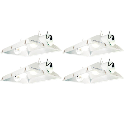 (4) Hydrofarm Raptor 8" Air Cooled Grow Light Reflectors w/ Dual Lamps | RP8ACD