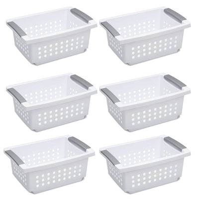 Sterilite Medium Sized White Stackable Storage Basket, 6 Pack (Open Box)