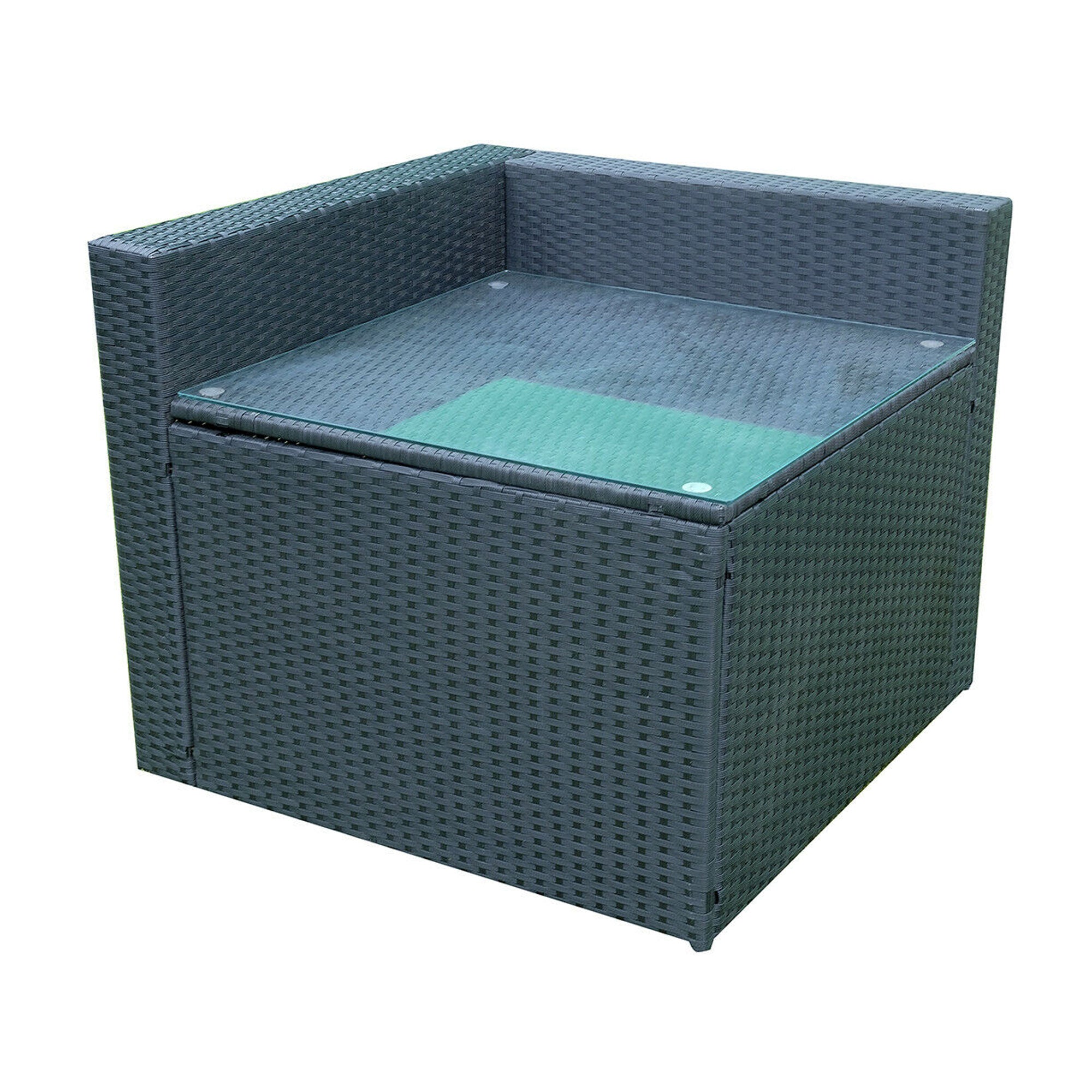 MCombo 6089 Outdoor Black Rattan Woven Wicker Corner Patio Table Furniture