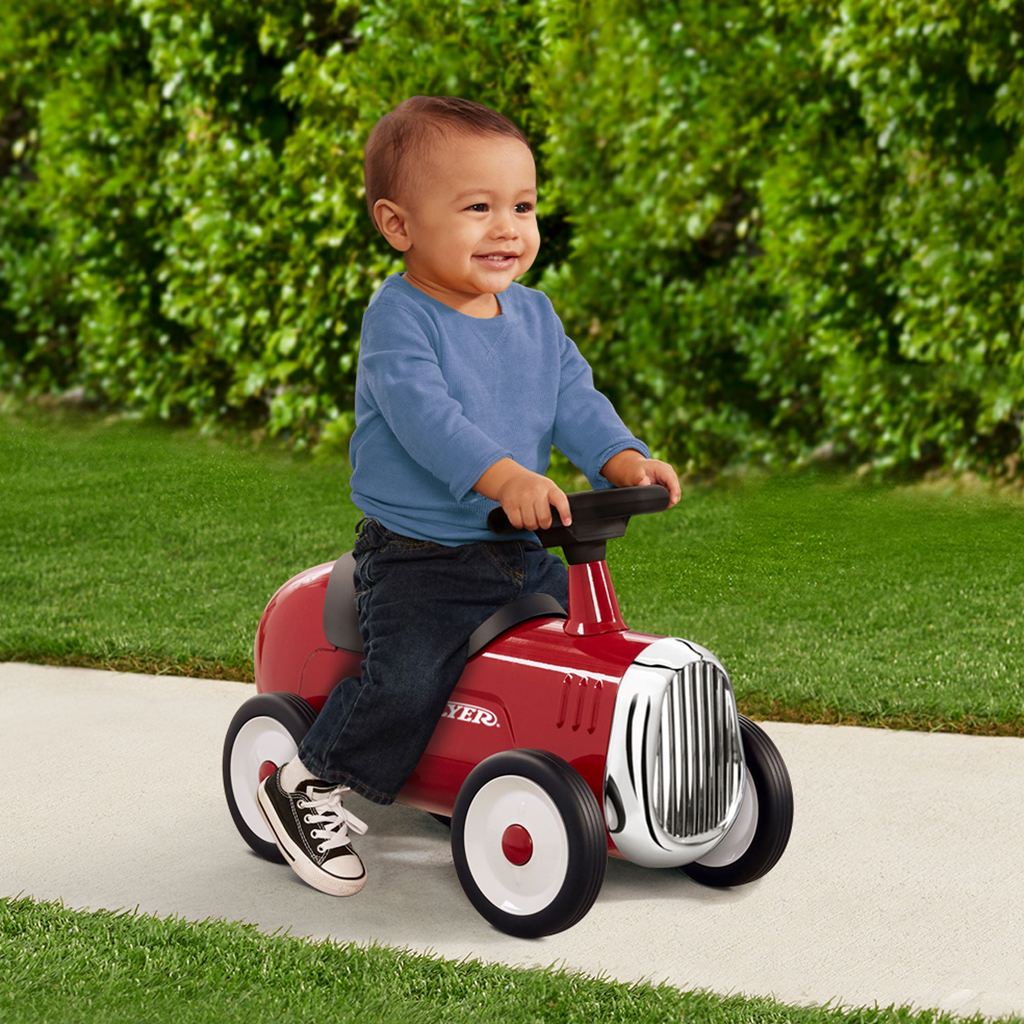 Radio Flyer Classic Steel Body Kids Little Red Roadster w/ Fun Sound Horn (Used) - VMInnovations