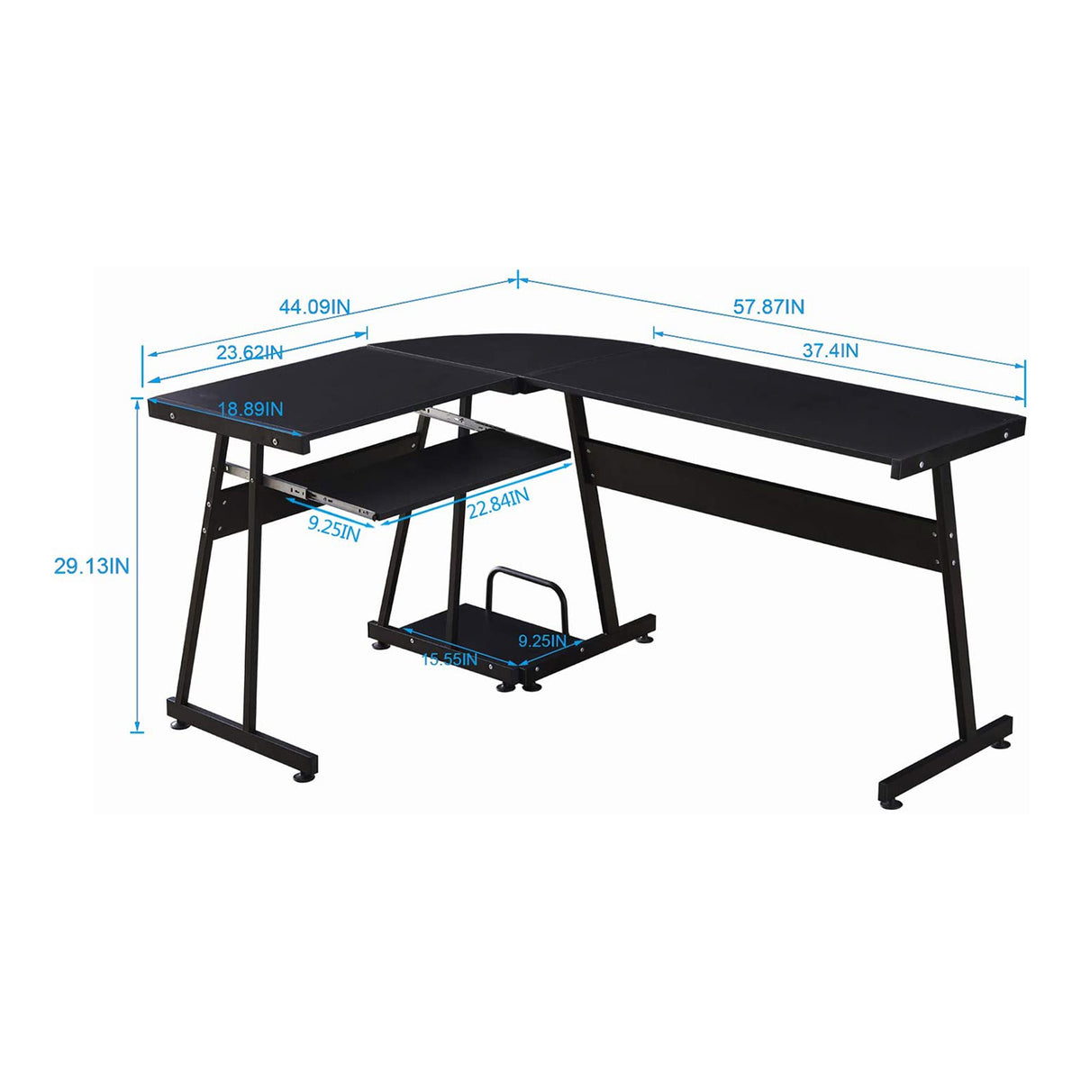 Ivinta Modern Reversible Gaming Computer Desk w/ Keyboard Tray, Black (Open Box)