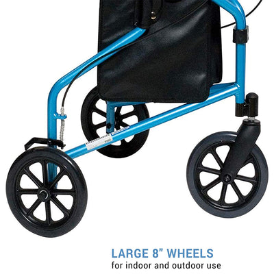 Lumex 609201B 3 Wheel Cruiser Lightweight Height Adjustable Rollator, Bondi Blue