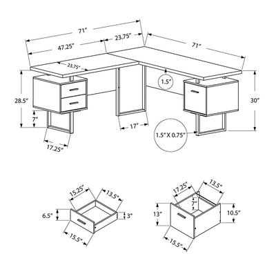 Monarch Specialties 70In Contemporary Office Computer Desk, White  (3 Pack)