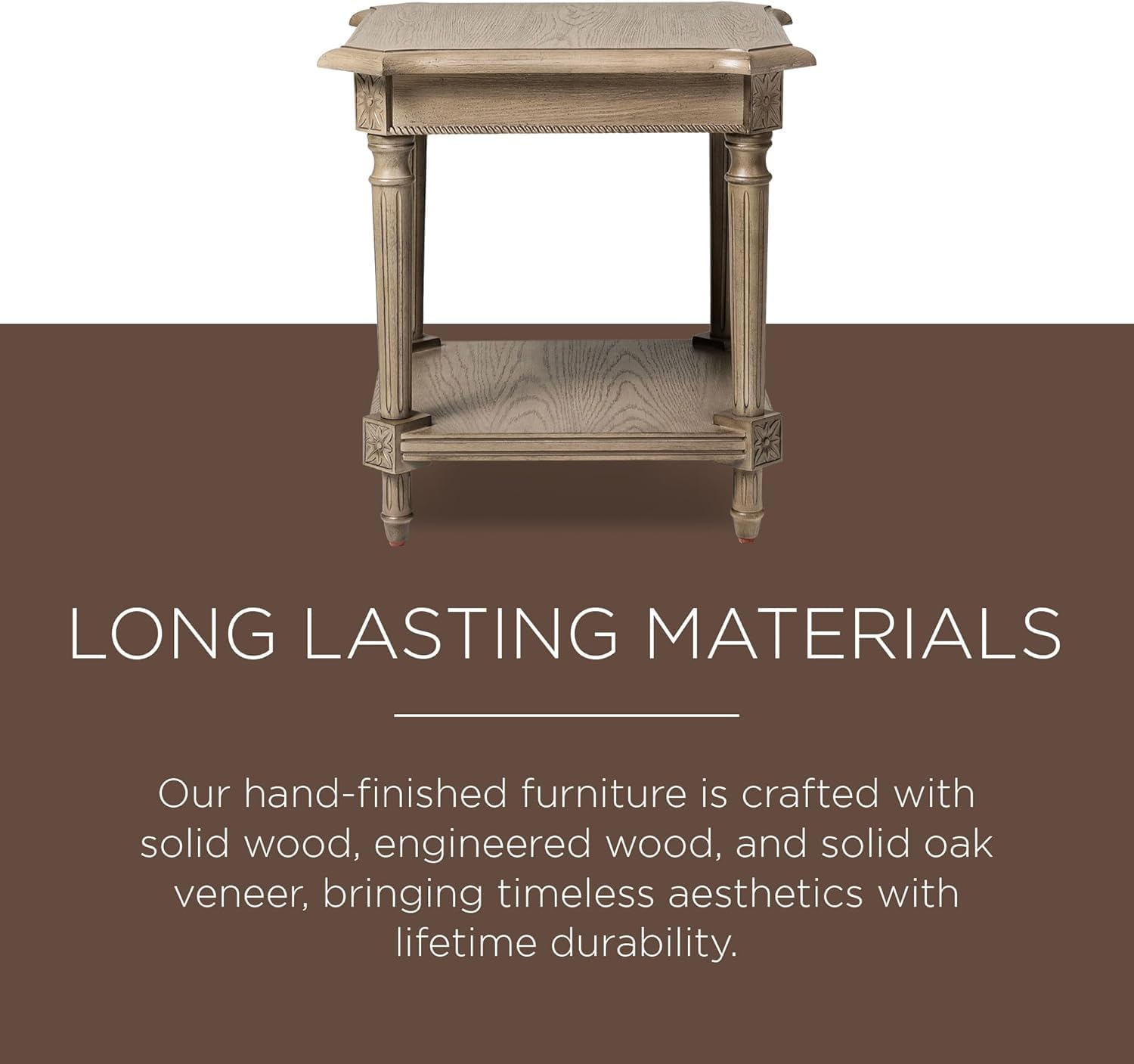 Maven Lane Pullman Square Wooden Side Table in Antiqued Grey Finish (Open Box) - VMInnovations