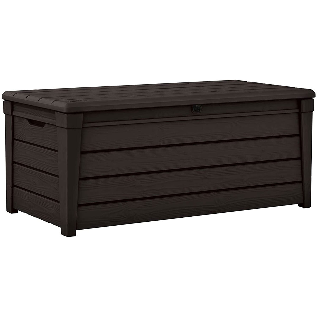 Keter Brightwood Large 120 Gal Weatherproof Resin Deck Box, Brown (Open Box) - VMInnovations