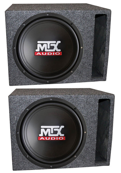 2) MTX TN12-02 12" 400 Watt Car Audio Subwoofers + Vented Ported Box Enclosures
