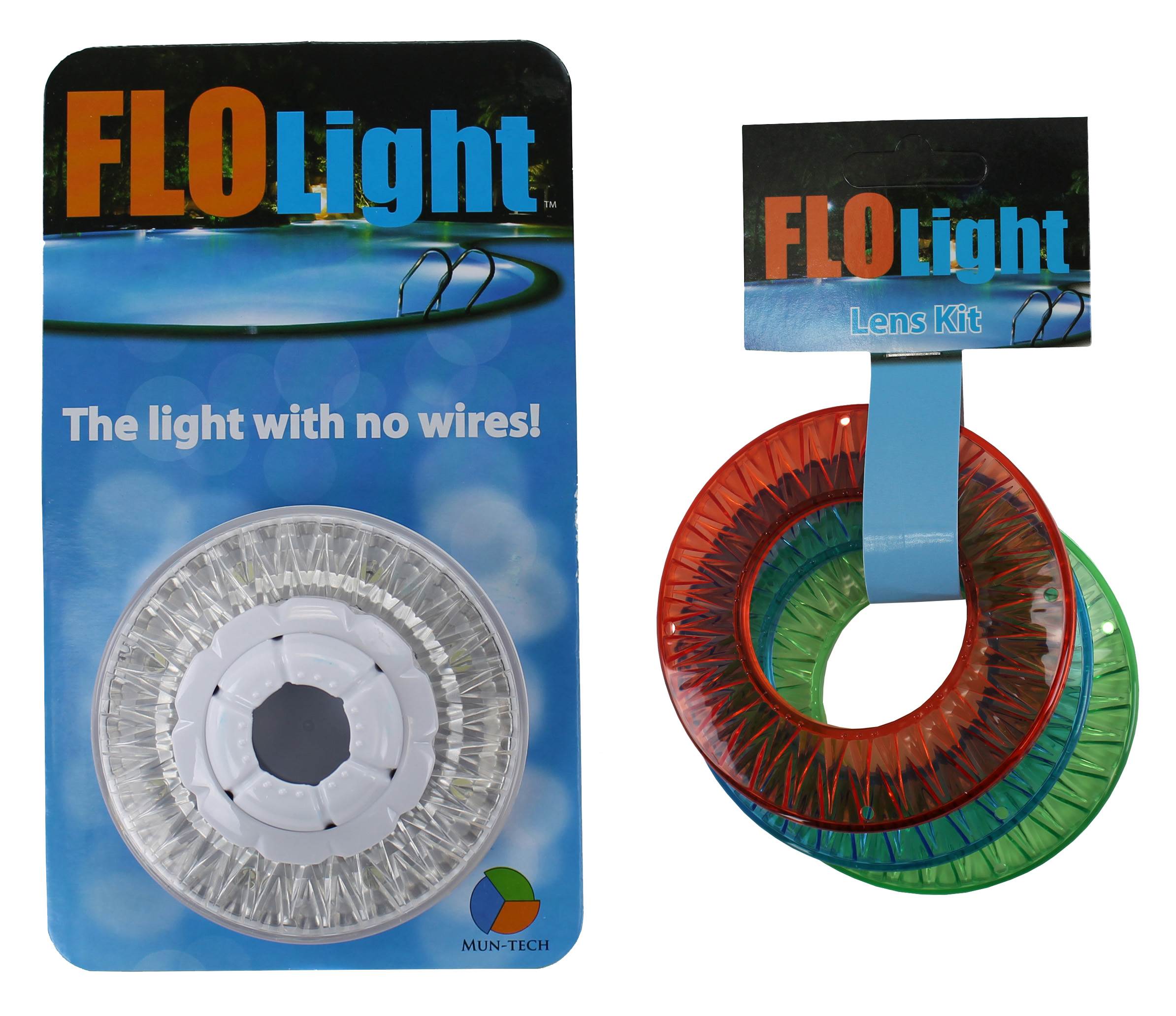 LED FLOlight Above Inground Swimming Pool Wireless Flo Light w/ Colored Lens Kit